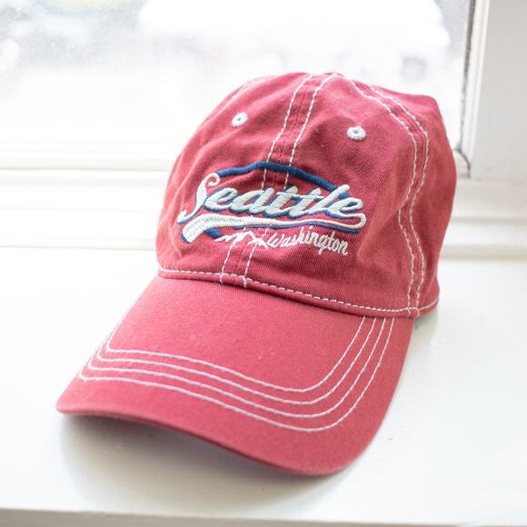 Prairie Mountain Washed Red Seattle Washington Baseball Cap Hat - Picture 1 of 5